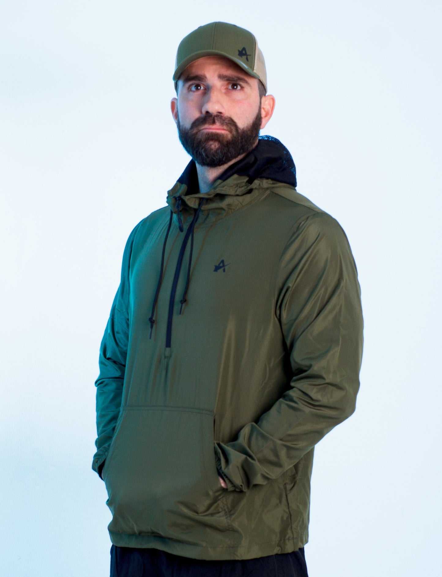 Army Green Pullover Windbreaker
