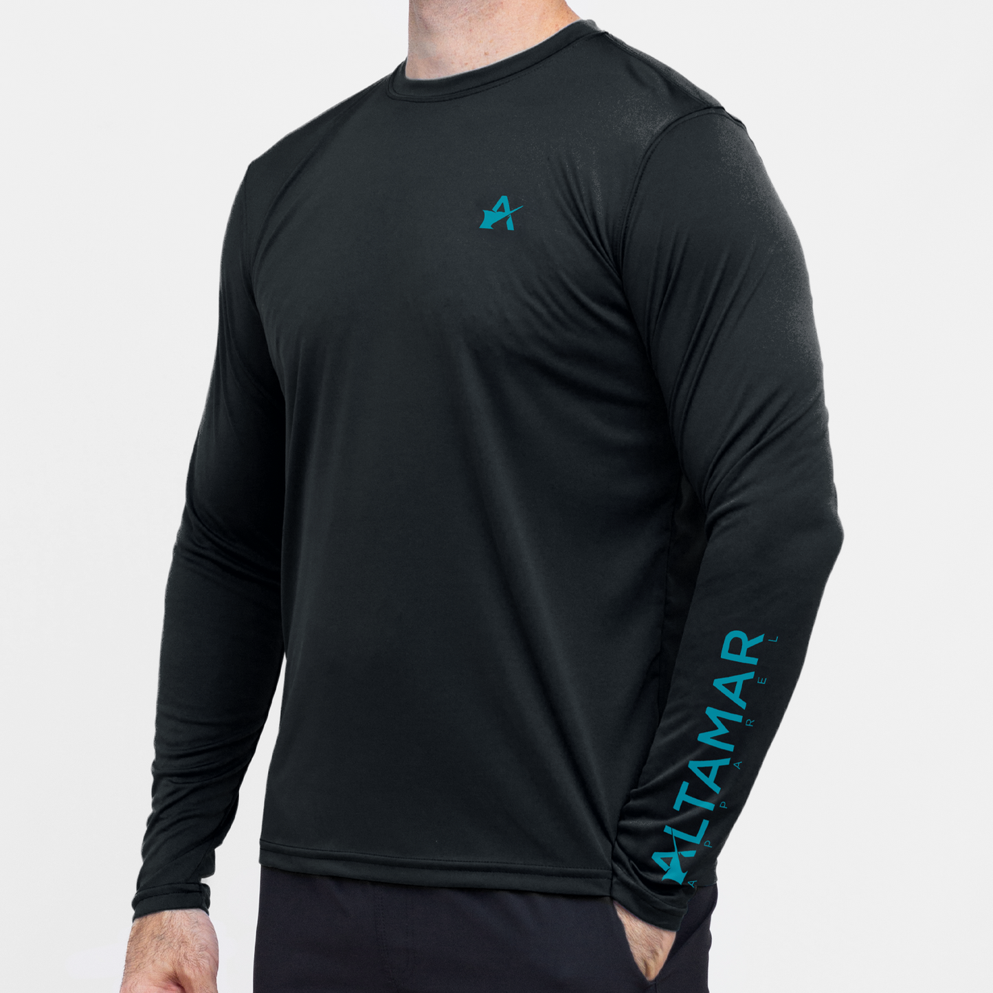 Wordmark Performance Black LS Tee