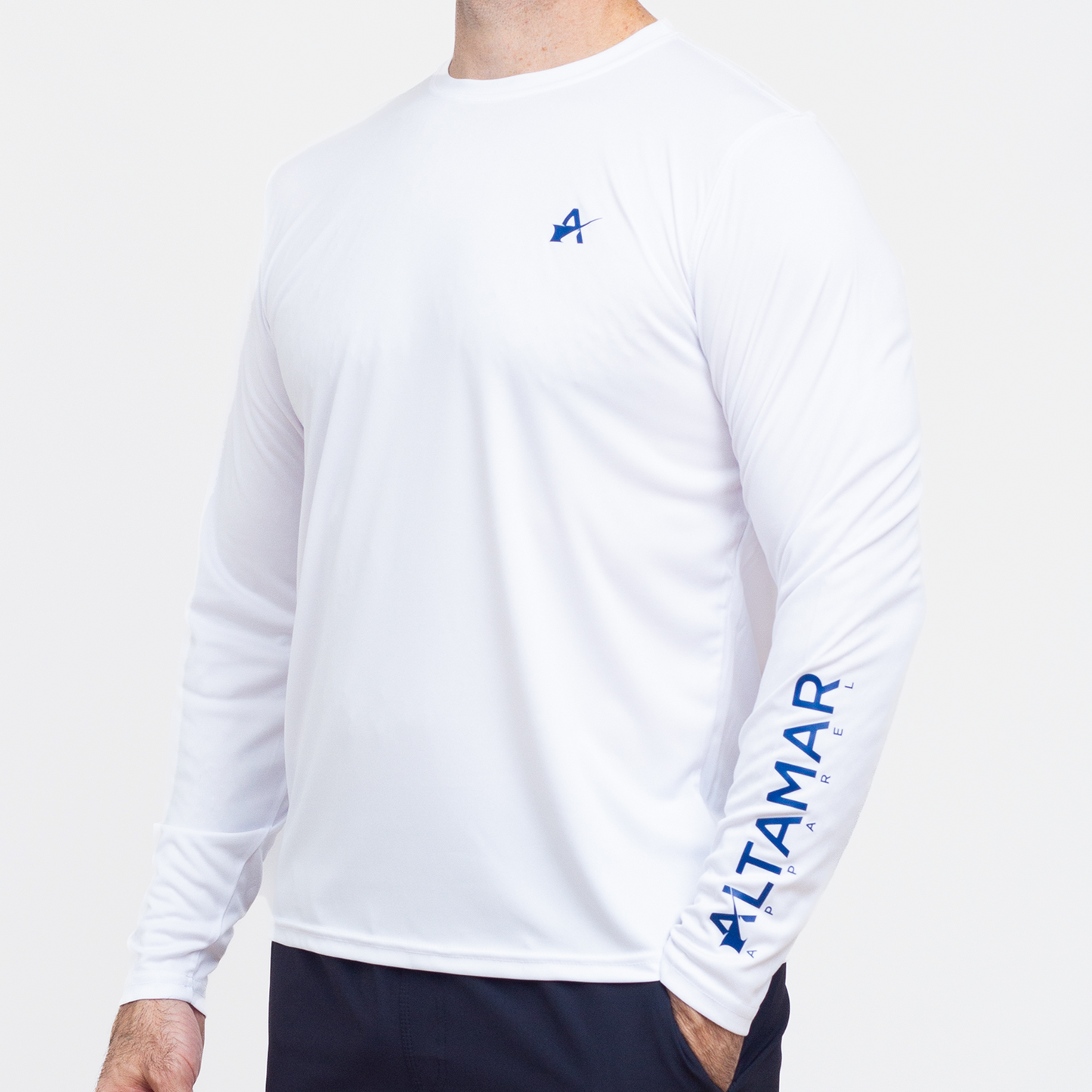 Wordmark Performance White LS Tee