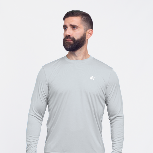 Wordmark Performance Grey LS Tee