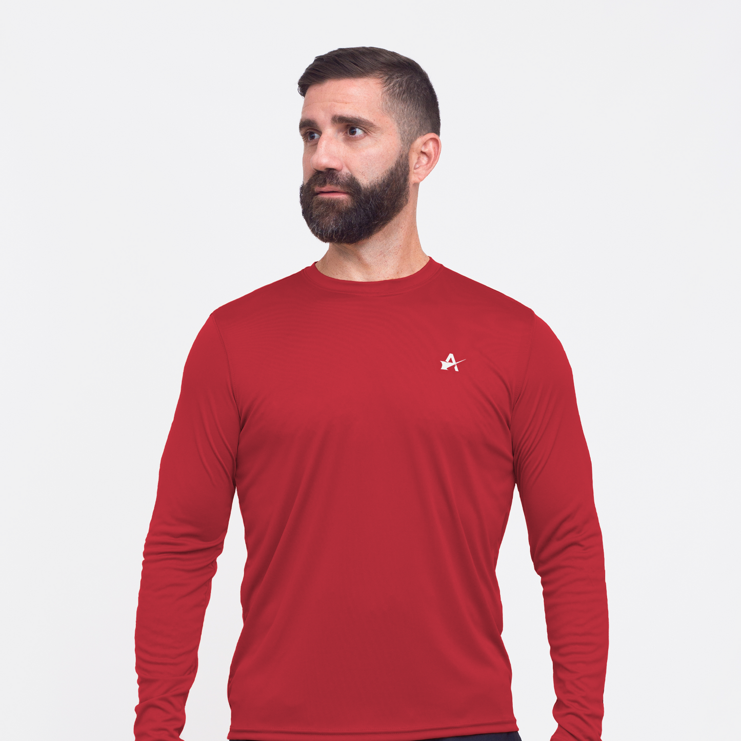 Wordmark Performance Red LS Tee