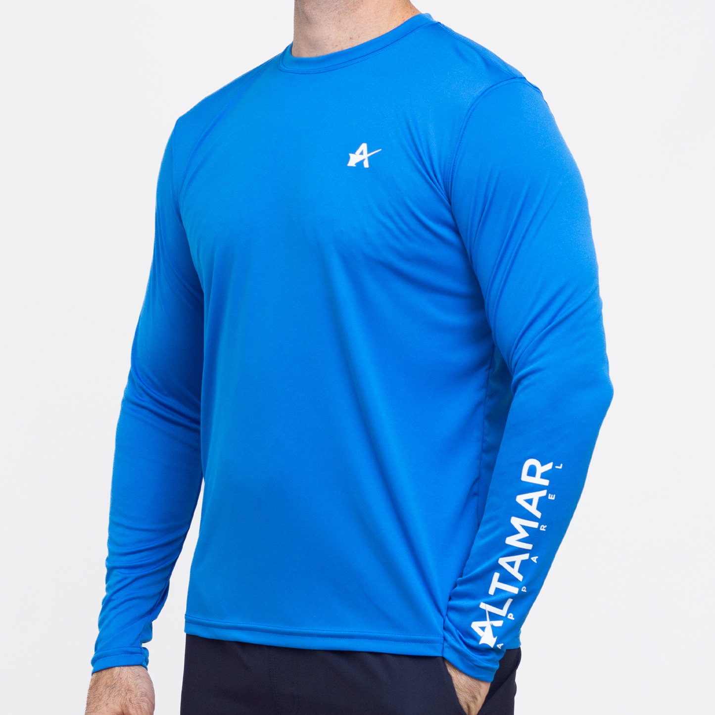 Wordmark Performance Royal Blue LS Tee