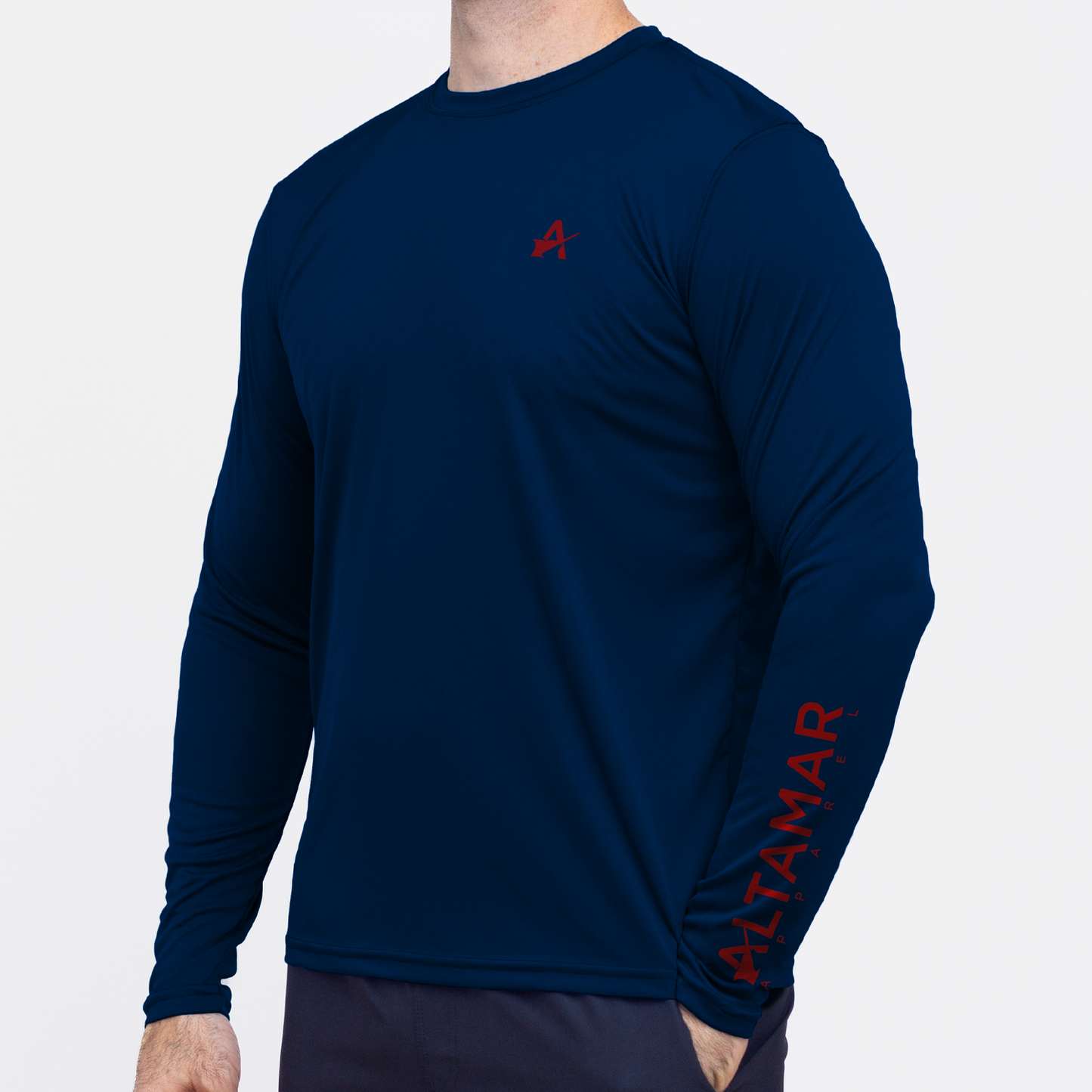 Wordmark Performance Navy LS Tee