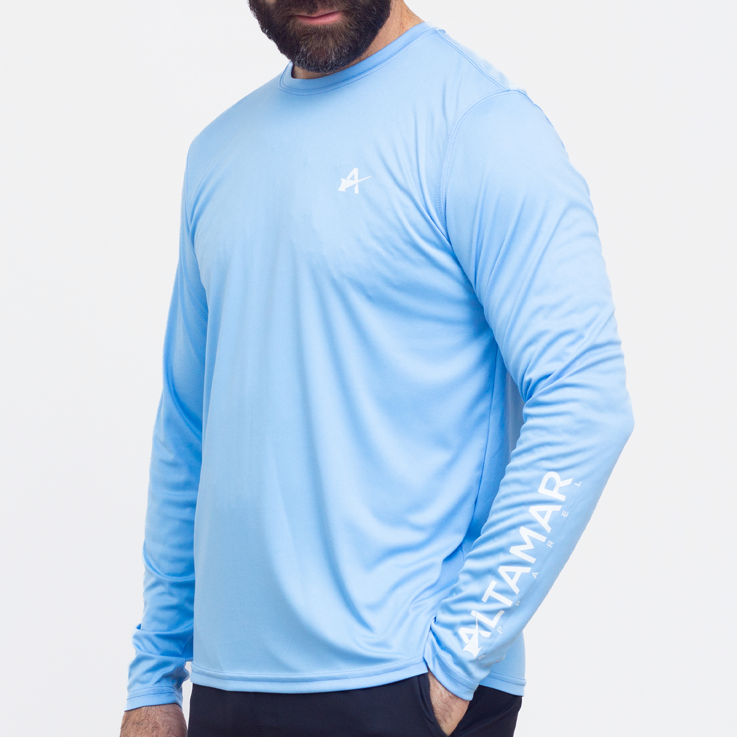 Wordmark Performance Powder Blue LS Tee