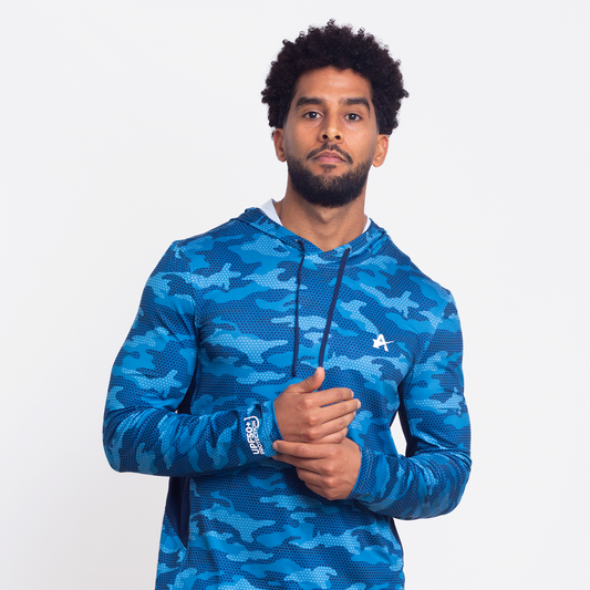 Pro Performance Hoodie LS Tee - Blue Camo