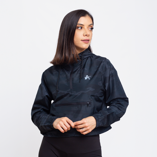 Black Camo Crop Windbreaker
