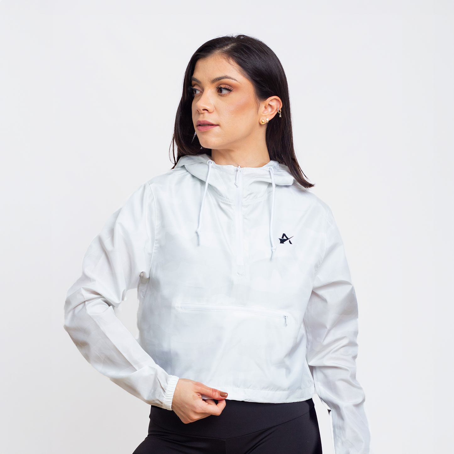 White Camo Crop Windbreaker
