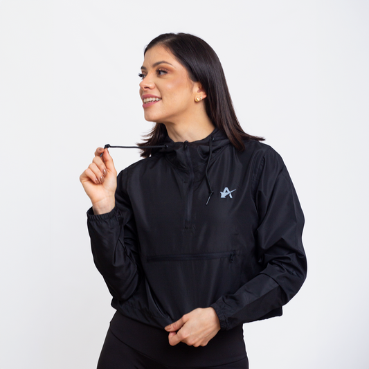 Black Crop Windbreaker