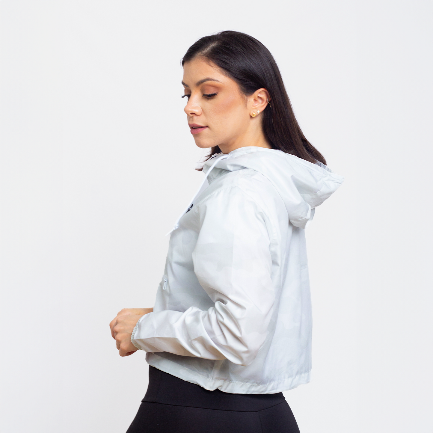 White Camo Crop Windbreaker