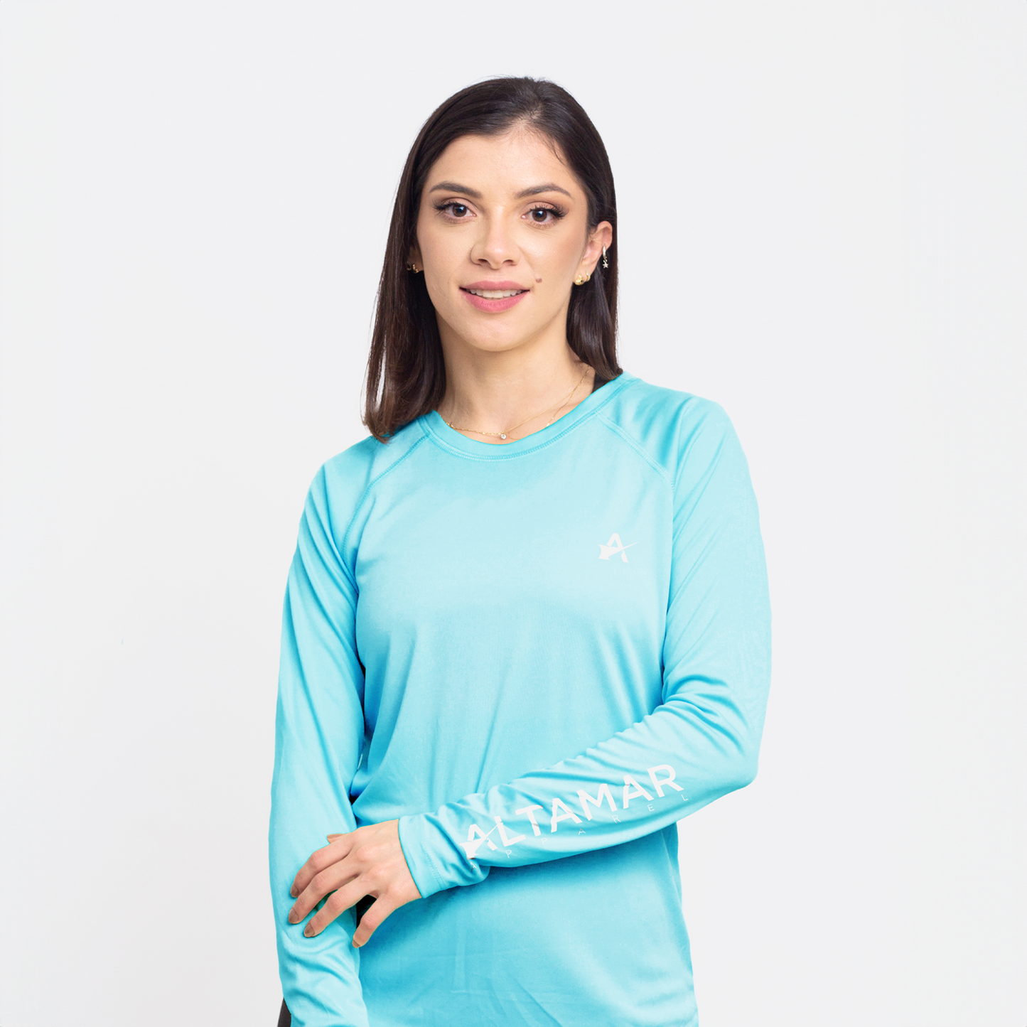 Women's Performance Wordmark LS Tee Water Blue